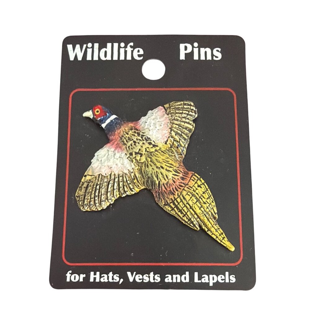 Smith Southwestern Wildlife Pin Brooch Pheasant Handpainted Flying 2" New